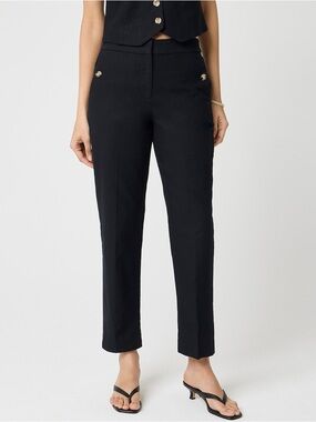 J.Crew Factory Linen Blend Sailor Pant Black Size 2